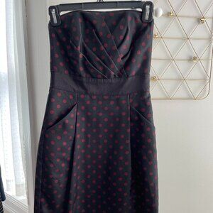 White House Black Market Black & Red Polka-dot Dress Size 00